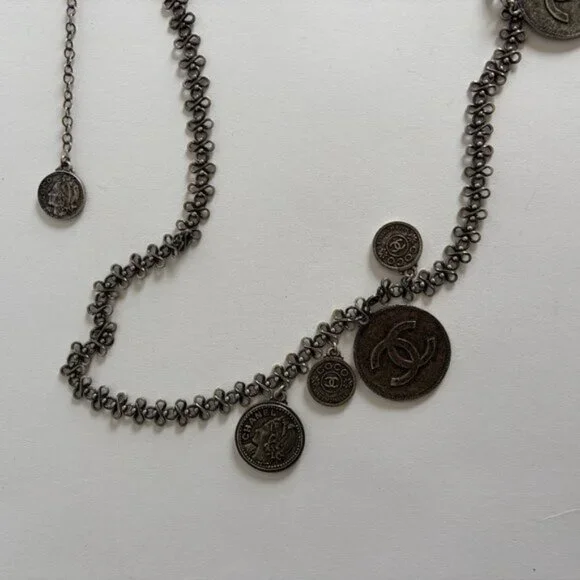 CHANEL 2003 ARCHIVE SILVER COINS NECKLACE BELT - Picture 9 of 10